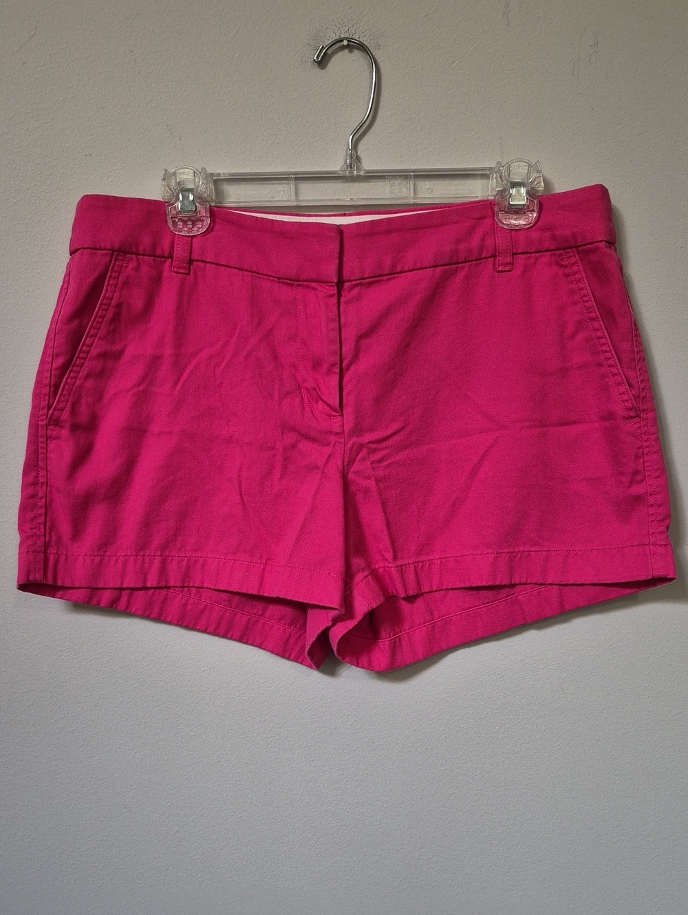 J. Crew Bright Pink Cotton Tailored Chino Shorts Womens 10 Preppy Vacation